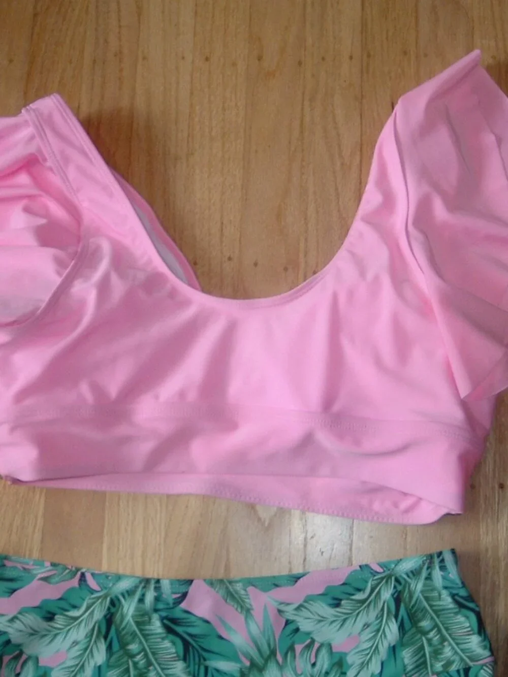 Swimsuit Size 2XL Pink Aqua 2 pc (Lily P style palm leaves) EXC COND! - Picture 3 of 3